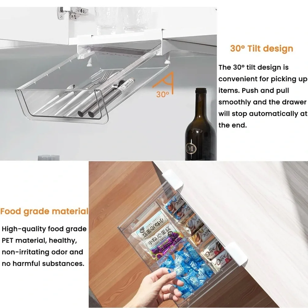 Set of 2 “Under Shelf” White and Clear Storage Drawer NEW